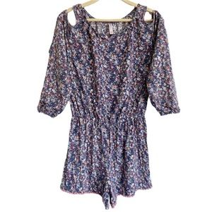Xhilaration micro floral cold shoulder romper Girls Large 10/12 years